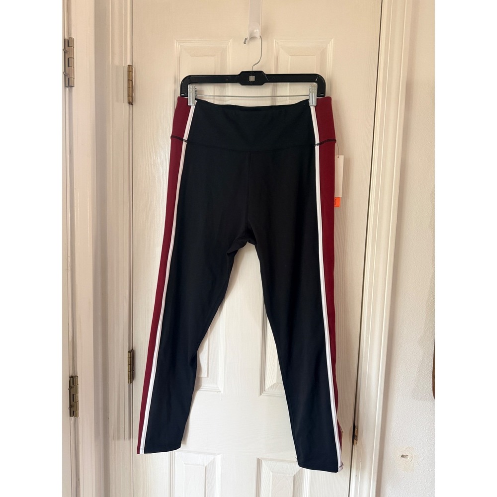 AQUA Toned Out High Rise Leggings Mahogany XL Athletic Side Stripe